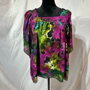 2/30 SERE NADE New York Multi Color Square Neckline Top Size M